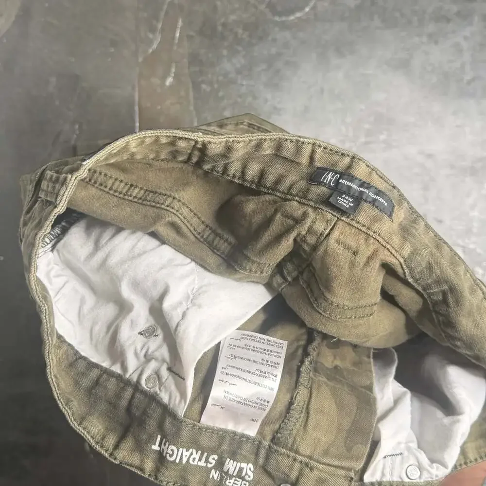 INC International Concepts Berlin Slim Straight Camo Jeans 34W